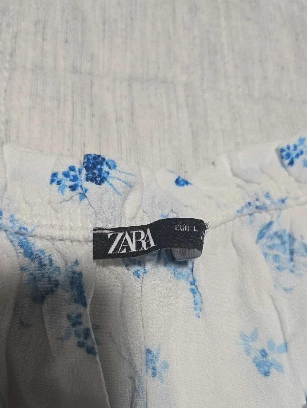 Zara White Blouse with Blue Floral Print